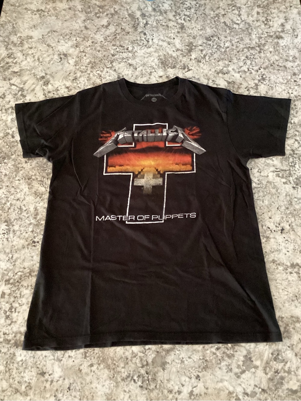 Hot Topic Black Metallica 'Master of Puppets' Graphic Tee with Orange Accent
